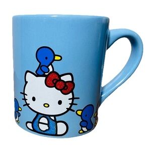 Sanrio Hello Kitty 14 oz. Cute Blue Ceramic Coffee Mug NWOT Glitter Fun Cute